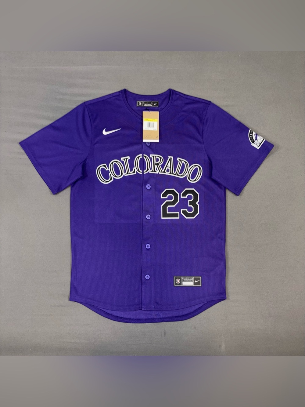 Men’s Nike Colorado Rockies #23 Kris Bryant MLB Jersey Purple Size SMALL